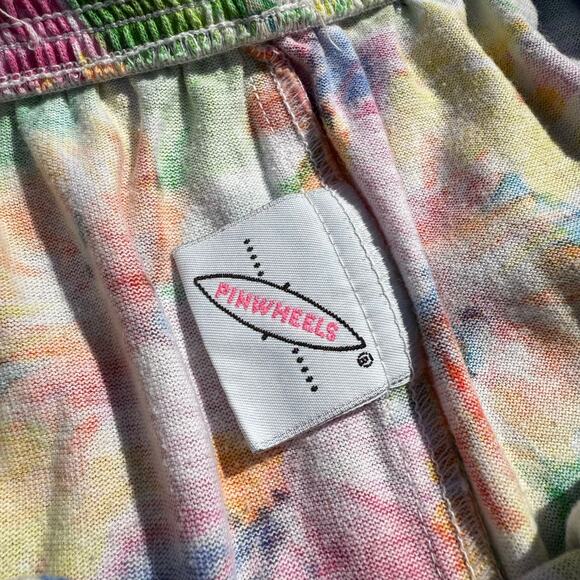 90s Pinwheels Bold Colorful Floral Pull On Elastic Waist Lounge Shorts Cotton - Picture 10 of 10